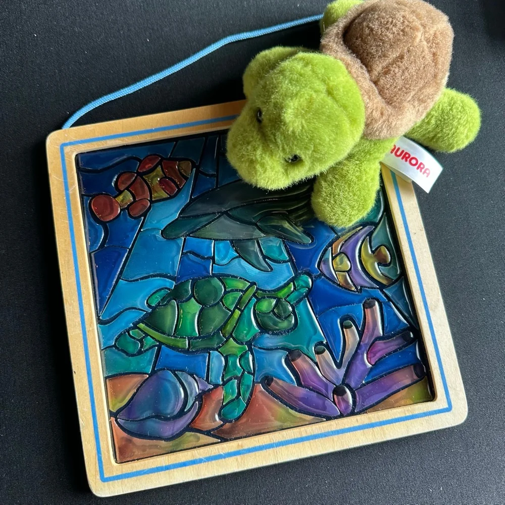 Baby Melissa & Doug Ocean Stained Glass & Stuffed Aurora Turtle